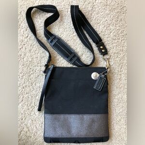 Coach shoulder cross body purse with metallic strip